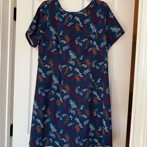 Lane Bryant Navy Floral Short-Sleeve A-Line Dress
